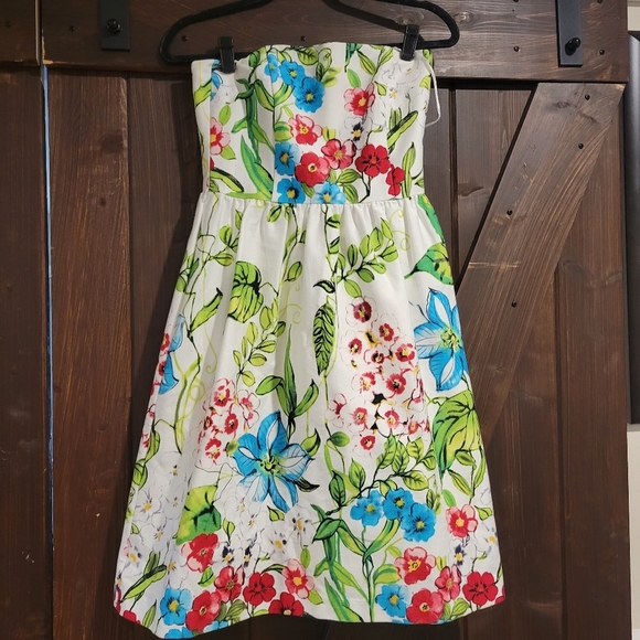 David Meister Floral Print A-Line Fit & Flare Dress SZ 6 - Picture 2 of 5